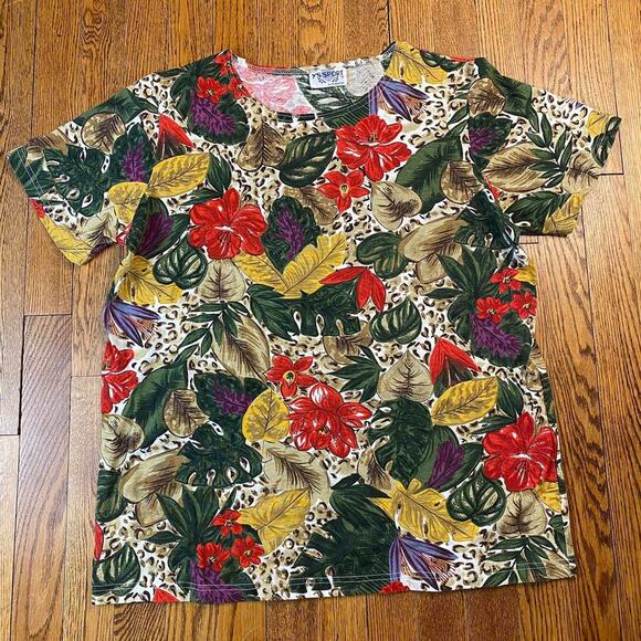 Vintage 80s YS Sport by Youngstuff Floral and Animal Print Two Piece Set - Picture 2 of 7